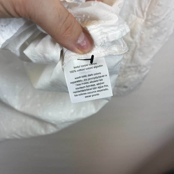 Tommy Hilfiger Women's White Poplin Dot Long Sleeve Button Front Blouse Size M - Picture 3 of 4